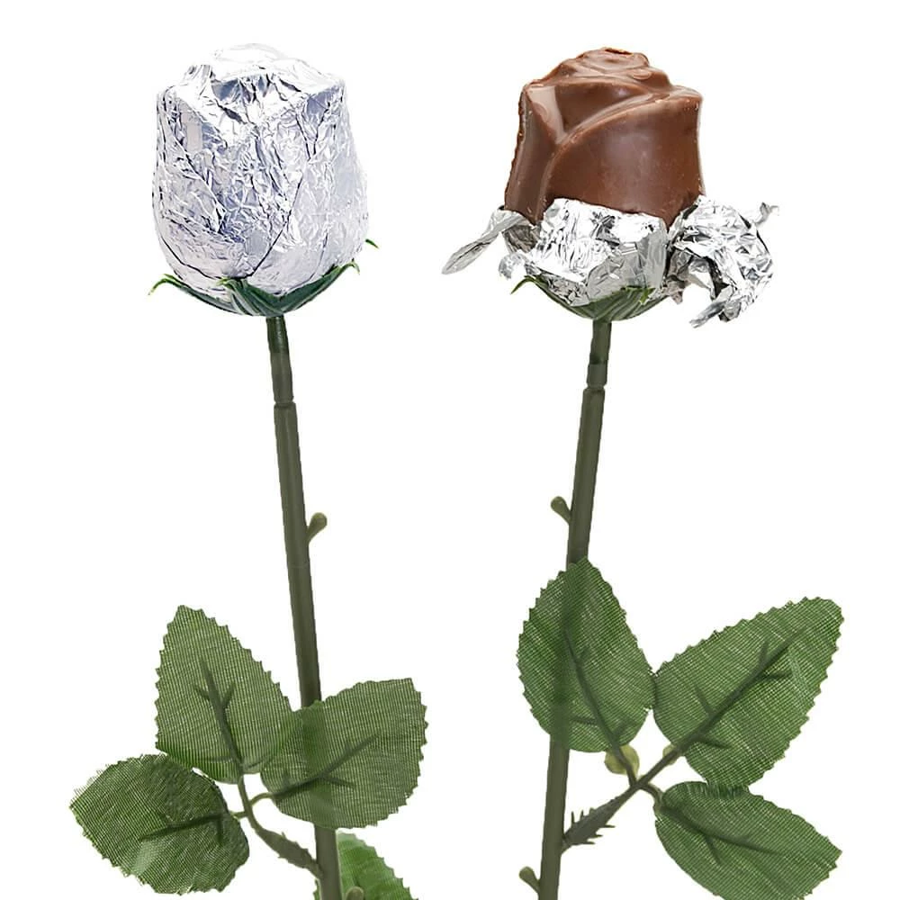 Albert's Foiled Milk Chocolate Roses - Silver: 20-Piece Bouquet 1 Albert's Foiled Milk Chocolate Roses - Silver: 20-Piece Bouquet