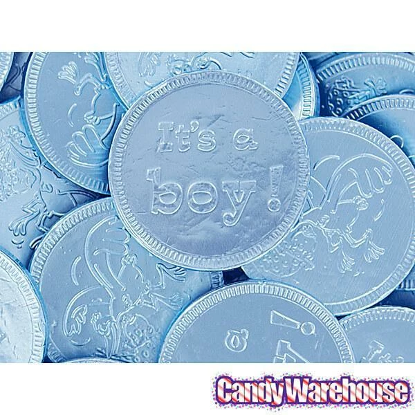 Blue Foiled Baby Boy Milk Chocolate Coins: 1LB Bag 4 Blue Foiled Baby Boy Milk Chocolate Coins: 1LB Bag - Image 4