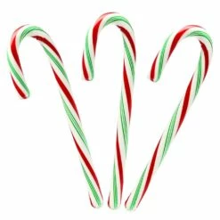 Bobs Sweet Stripes Red, White And Green Peppermint Candy Canes: 12-Piece Box