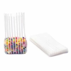 Clear Cello Candy Bags With White Stripes - Small: 100-Piece Box