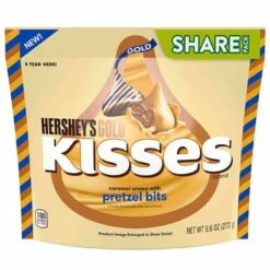 Hershey's Gold Kisses Caramel Creme Candy With Pretzel Bits: 60-Piece Bag -US Model Figures Sales hershey s gold kisses caramel creme candy with pretzel bits 60 piece bag candy warehouse 4