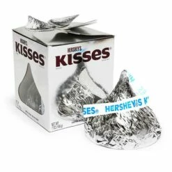 Hershey's Kisses Silver Foiled Big Milk Chocolate Candy: 7-Ounce Gift Box