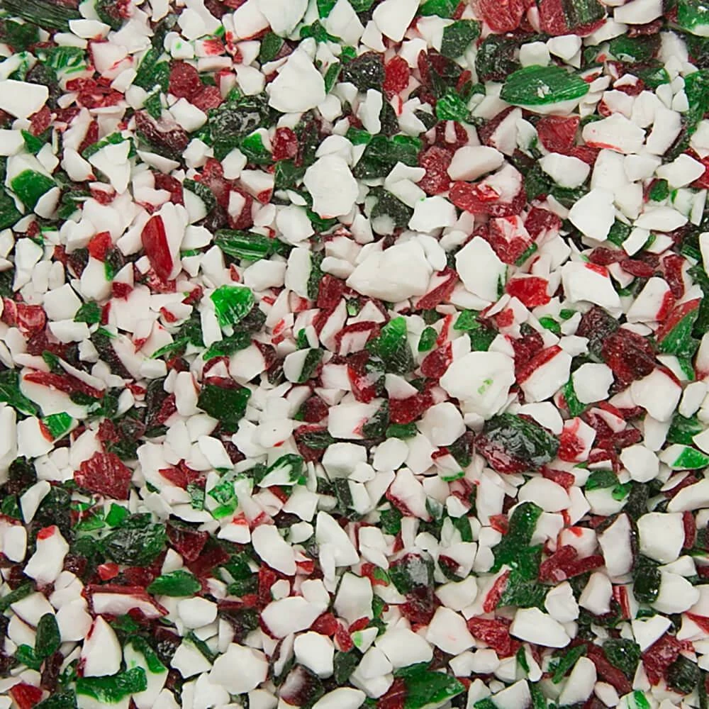 King Leo Crushed Peppermint Candy Cane Bits In Red, Green, And White: 5LB Bag 1 King Leo Crushed Peppermint Candy Cane Bits In Red, Green, And White: 5LB Bag