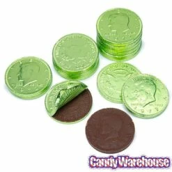 Kiwi Green Foiled Milk Chocolate Coins: 1LB Bag -US Model Figures Sales kiwi green foiled milk chocolate coins 1lb bag candy warehouse 4