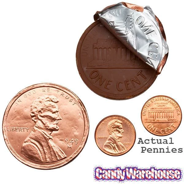 Madelaine Foiled Giant Milk Chocolate Copper Pennies: 5LB Bag 2 Madelaine Foiled Giant Milk Chocolate Copper Pennies: 5LB Bag - Image 2