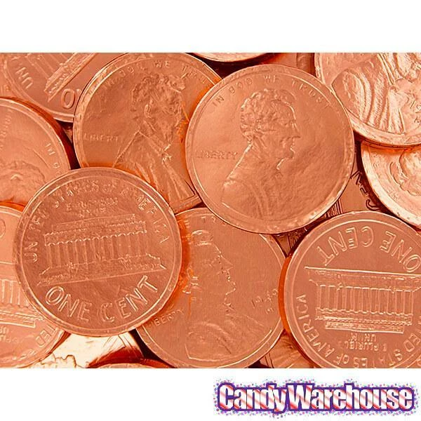 Madelaine Foiled Giant Milk Chocolate Copper Pennies: 5LB Bag 3 Madelaine Foiled Giant Milk Chocolate Copper Pennies: 5LB Bag - Image 3