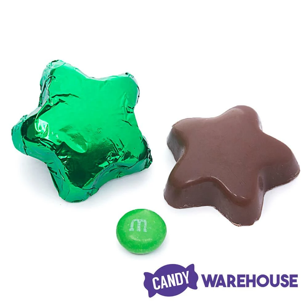 Madelaine Foiled Milk Chocolate Stars - Green: 5LB Bag 3 Madelaine Foiled Milk Chocolate Stars - Green: 5LB Bag - Image 3