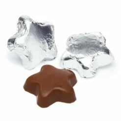 Madelaine Foiled Milk Chocolate Stars - Silver: 5LB Bag