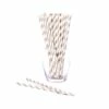 Paper 7.75-Inch Drinking Straws - Grey Stripes: 25-Piece Pack