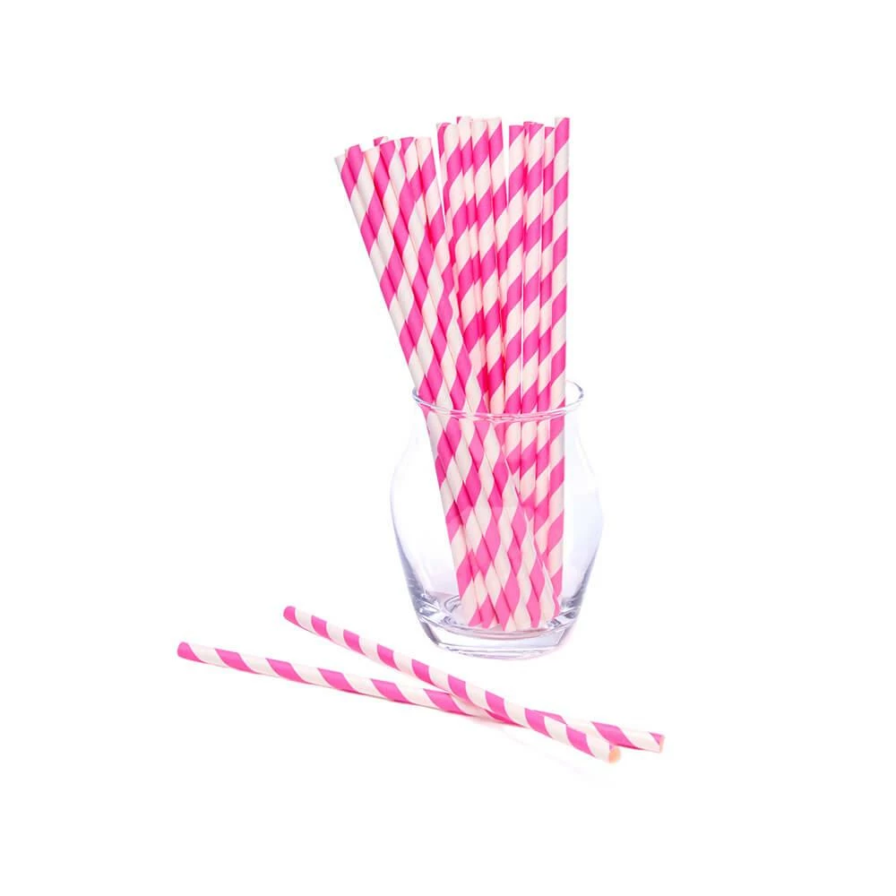 Paper 7.75-Inch Drinking Straws - Pink Stripes: 25-Piece Pack 1 Paper 7.75-Inch Drinking Straws - Pink Stripes: 25-Piece Pack