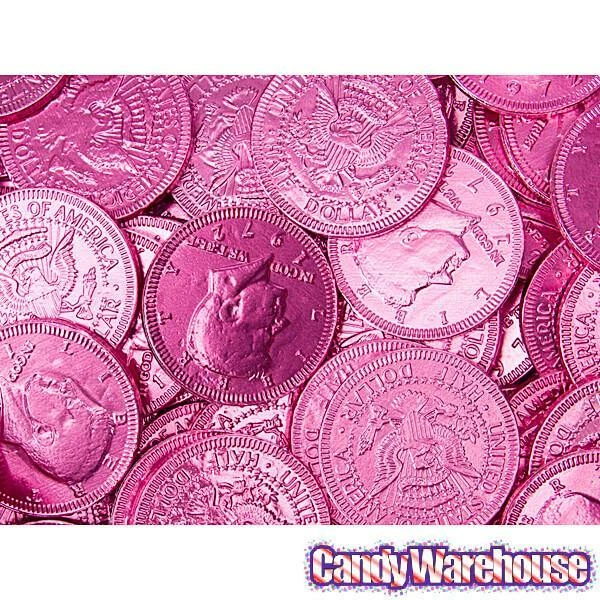 Pink Foiled Milk Chocolate Coins: 1LB Bag 3 Pink Foiled Milk Chocolate Coins: 1LB Bag - Image 3