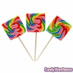 Rainbow Swirl 3.5-Ounce Square Lollipops: 12-Piece Display -US Model Figures Sales rainbow swirl 3 5 ounce square lollipops 12 piece display candy warehouse 3