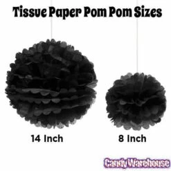 Tissue Paper 14-Inch Pom Pom - Black 6 Tissue Paper 14-Inch Pom Pom - Black -US Model Figures Sales tissue paper 14 inch pom pom black candy warehouse 3