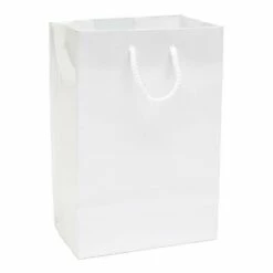White Glossy Candy Bags With Handles - Small: 12-Piece Pack