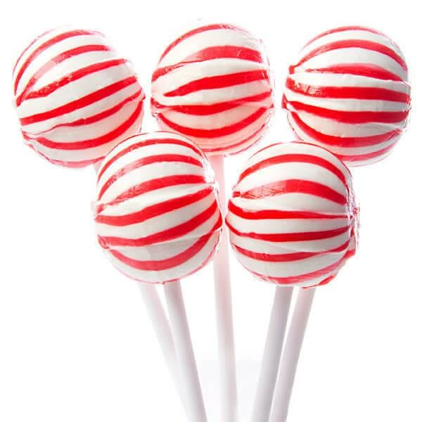 YumJunkie Sassy Spheres Cherry Red Striped Ball Lollipops: 100-Piece Bag 1 YumJunkie Sassy Spheres Cherry Red Striped Ball Lollipops: 100-Piece Bag