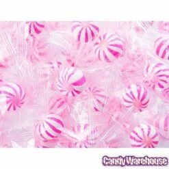 YumJunkie Sassy Spheres Strawberry Pink Striped Candy Balls - Petite: 5LB Bag -US Model Figures Sales yumjunkie sassy spheres strawberry pink striped candy balls petite 5lb bag candy warehouse 5