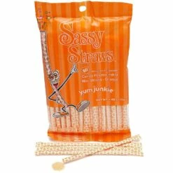 YumJunkie Sassy Straws Candy Powder Filled Mini Straws - Orange: 50-Piece Bag